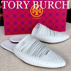 TORY BURCH Sienna flat slide leather mules white size 7
